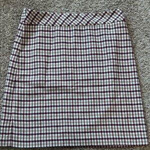 Plaid A-Line Skirt - Burgundy and White